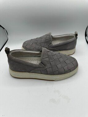 J/Slides "Junior" Nubuck Woven Slip-On Shoes Grey Women's 7.5